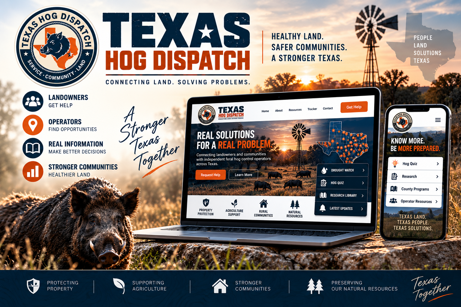 Texas Hog Dispatch digital ecosystem across web, mobile, and research tools